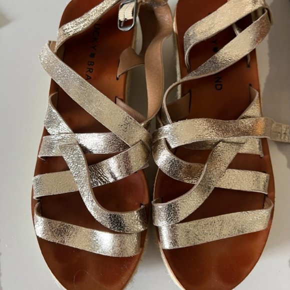 Lucky Brand Gold Strappy Sandals - Picture 1 of 6